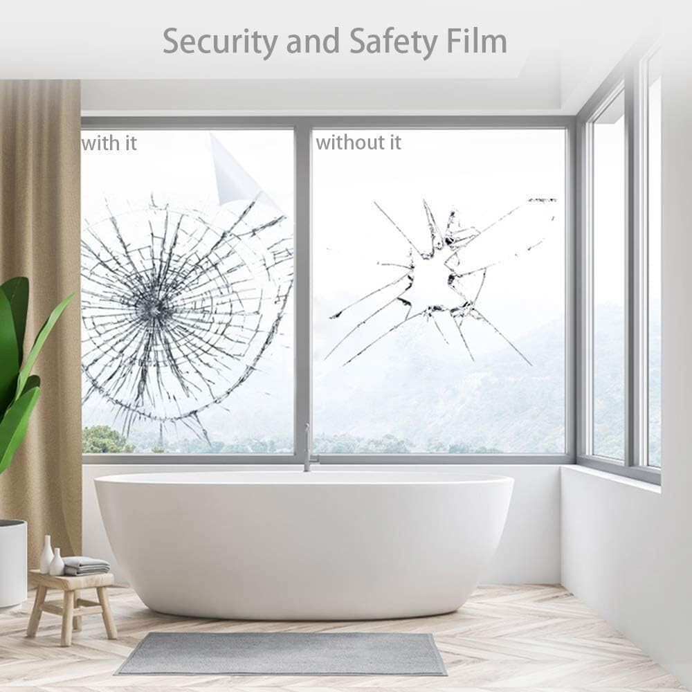 4Mil Security Window Film Clear Self-Adhesive Anti Shatter Glass UV Protection