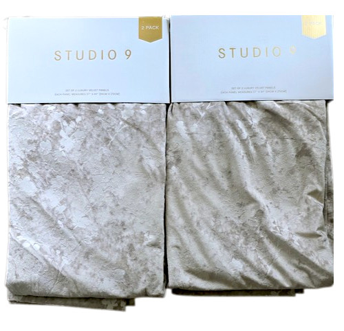 Set 4 Velvet Floral Embossed Curtains 37×84 Taupe Drapes Window Panels