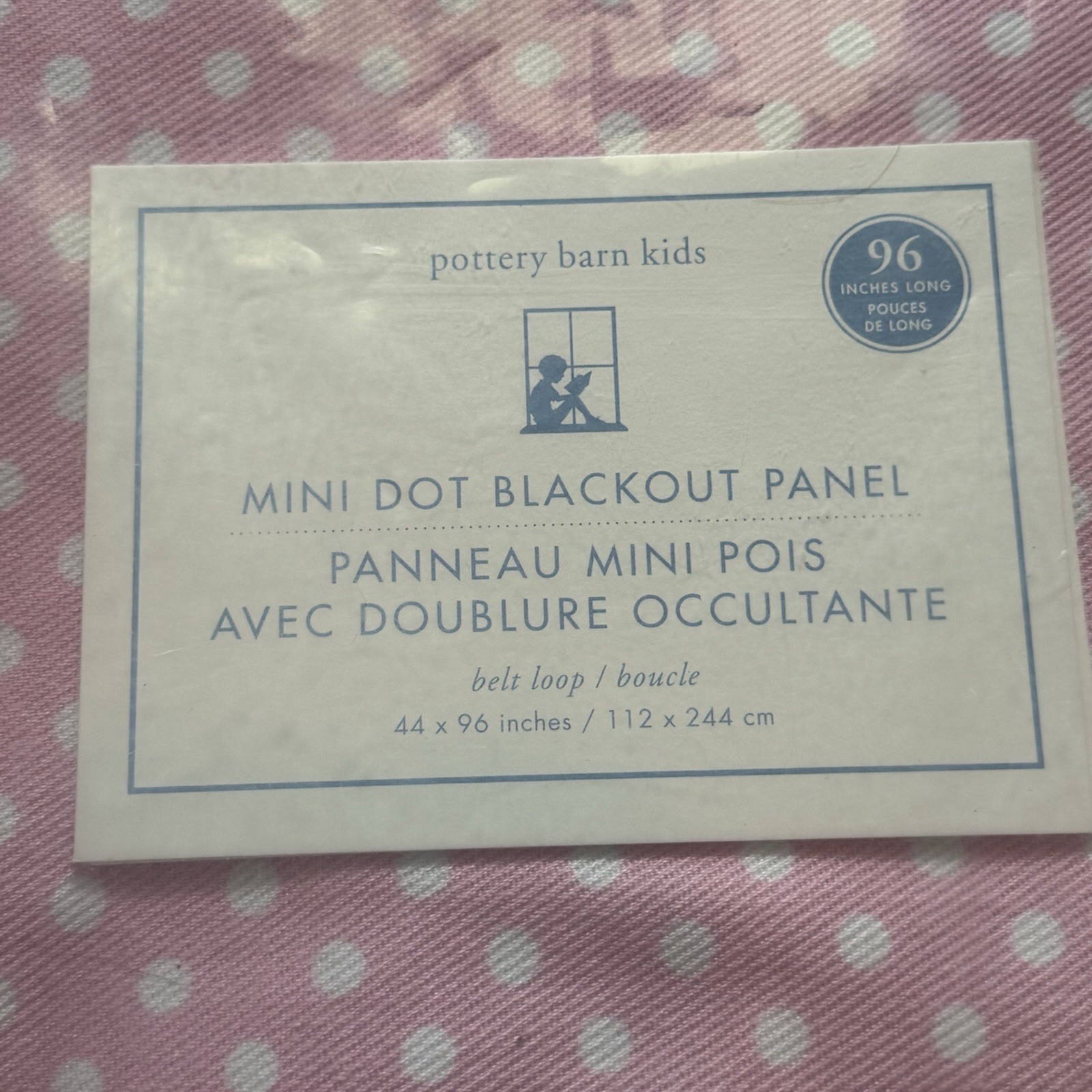 Pottery Barn Kids Pink Mini Dot Blackout Curtain Panel 96″ White Polkadot