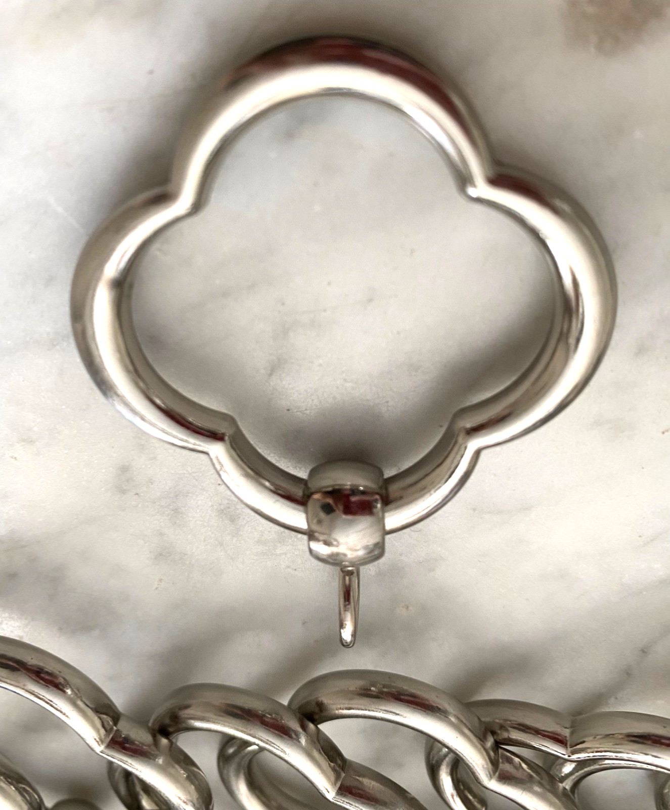 Ballard Designs QUATREFOIL Curtain Rings Set/10 Nickel 1.5” open