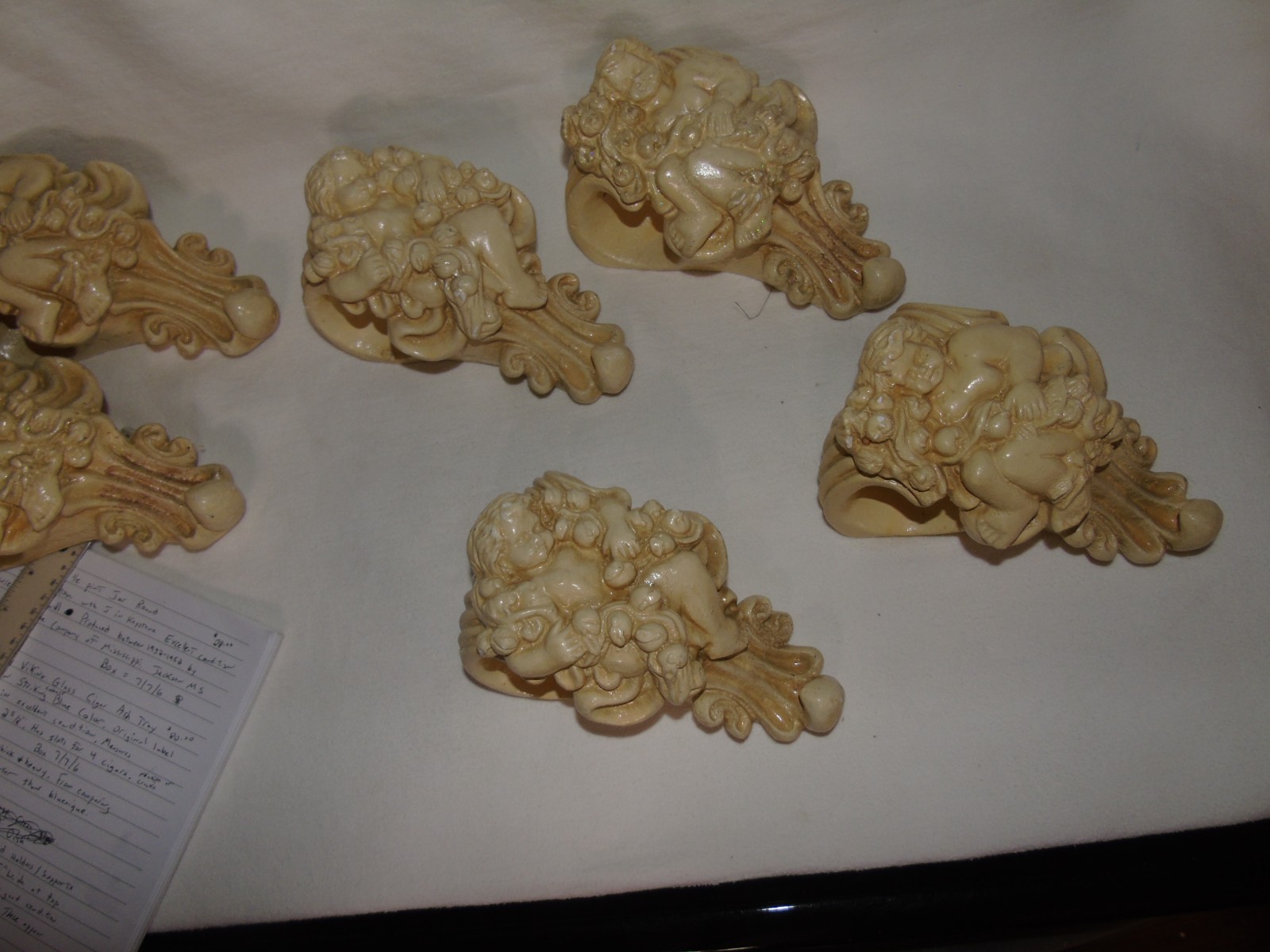 2 Shabby Chic Cherub Curtain Rod Holders/Supports Mexico Vintage