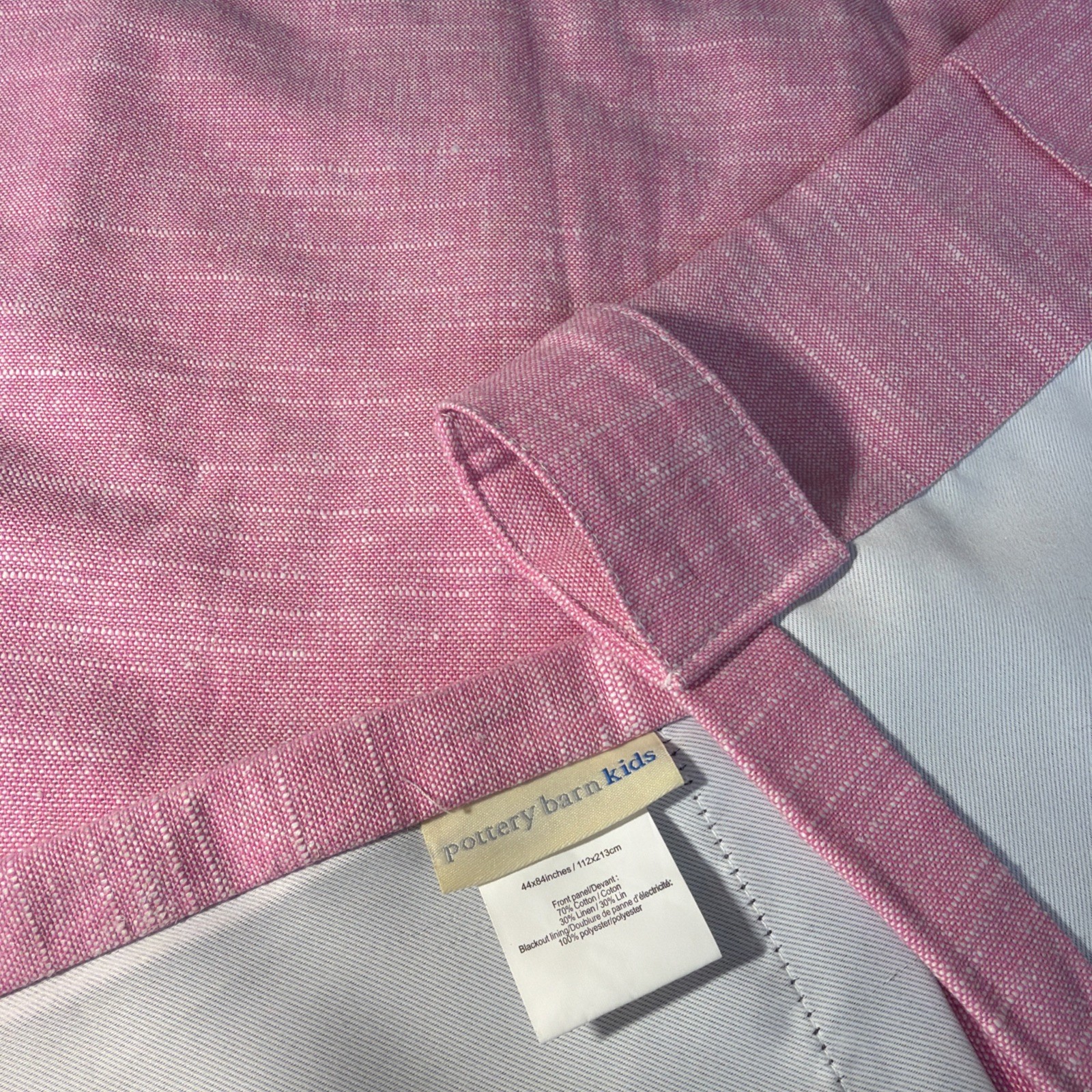 2 Pottery Barn Kids Pink Linen Blackout Curtain Drapes 44×84 Lot Of Two Panels