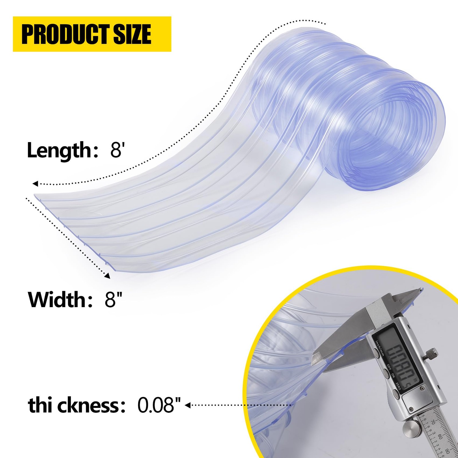 Commercial Freezer Curtain Replacement 8 Inch x 8 Ft PVC Clear Vinyl Strip