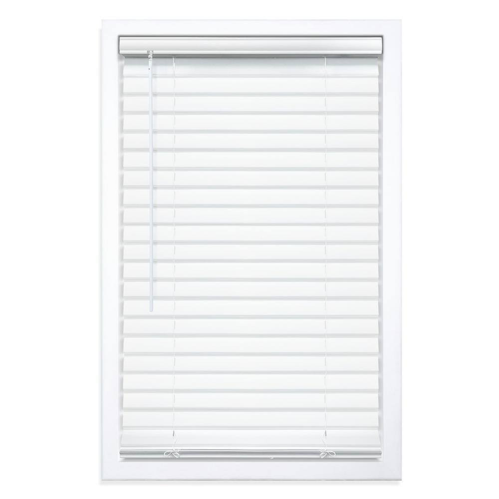 White Cordless Room Darkening Vinyl Blinds with 2 In. Slats – 58 In. W X 64 In.