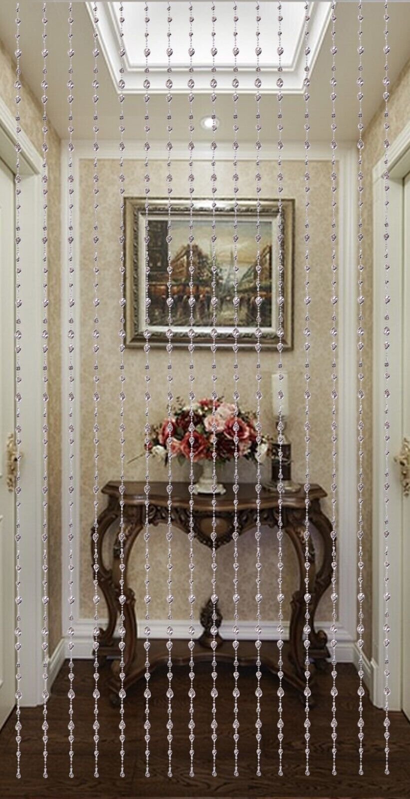 Beautiful Acrylic Beaded Curtain for Windows, Doorways Partition – Silver Twists