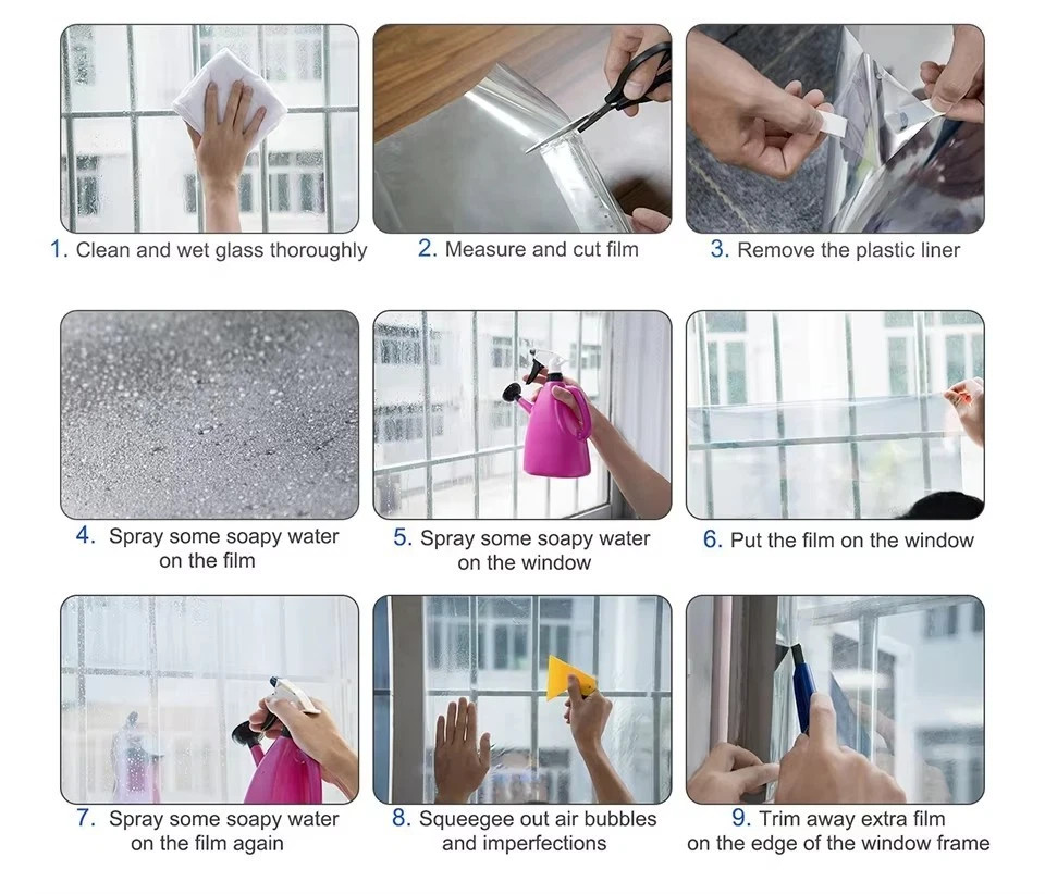 One Way Mirror Tint Window Film Privacy Protect UV Reflective Sun Block For Home