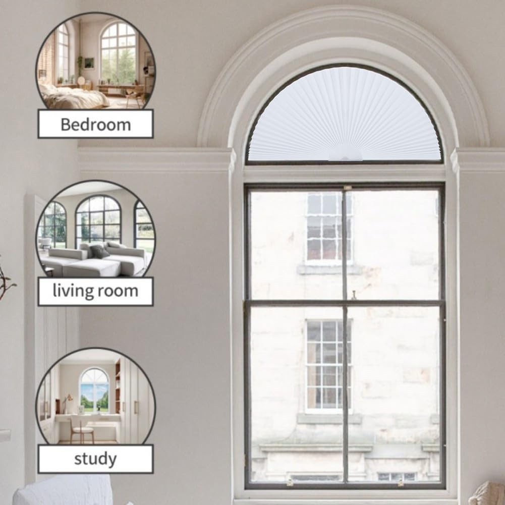 Arch Window Shade Radius 18 inch Half Circle Arched Non-Woven Stick on Cut to…