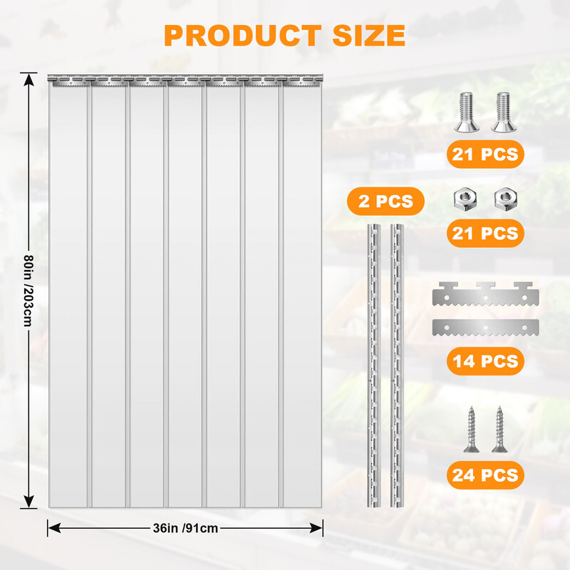 Plastic Curtain 48in x 96in PVC Door Curtains Strip for Warehouse Garage