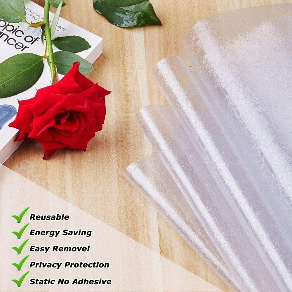 3D No Glue Static Decorative Privacy Window Films for Glass 17.7″x78.7″