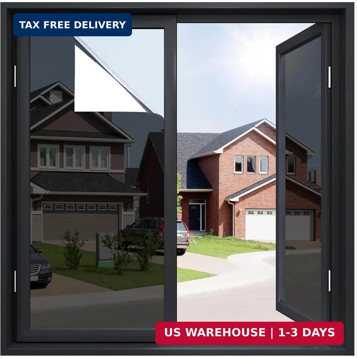 rabbitgoo One Way Window Privacy Film, Black Silver, 23.6″ x 118.1″ | Window Tin