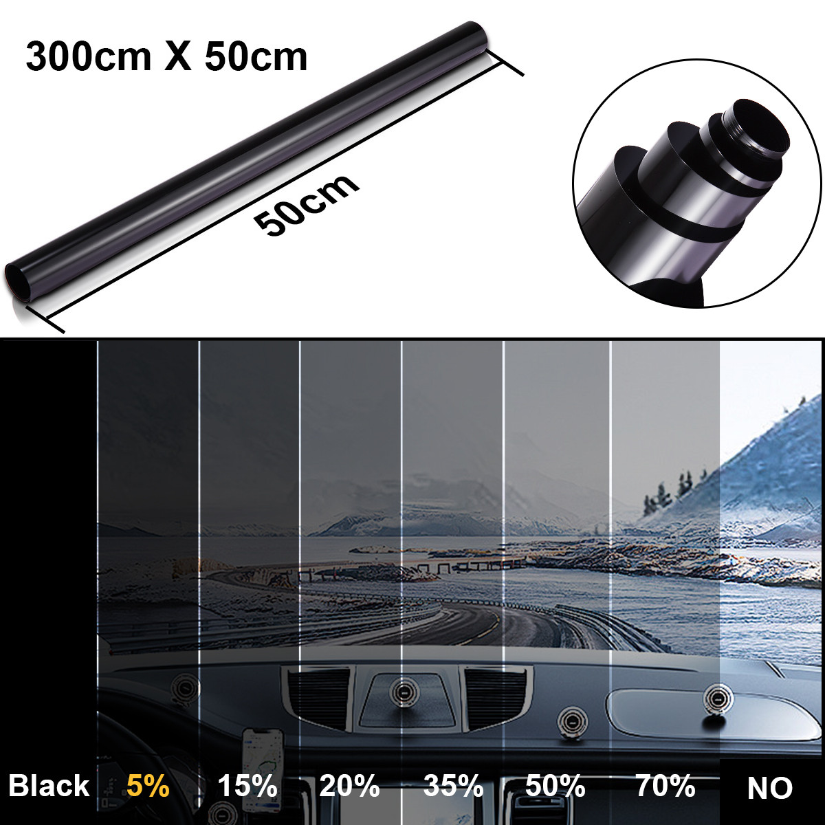 Uncut 20″x10FT 20″x20FT Car Window Tint Film Roll UV Block 5%,15%,20%,35% VLT