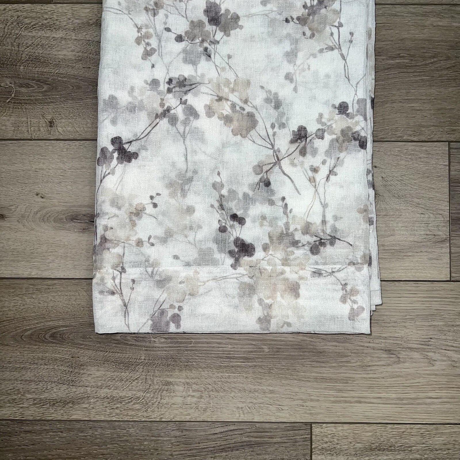 Dkny Wallflower 50x 96 White Beige Tan Gray Floral Sheer Window Curtains Flowers