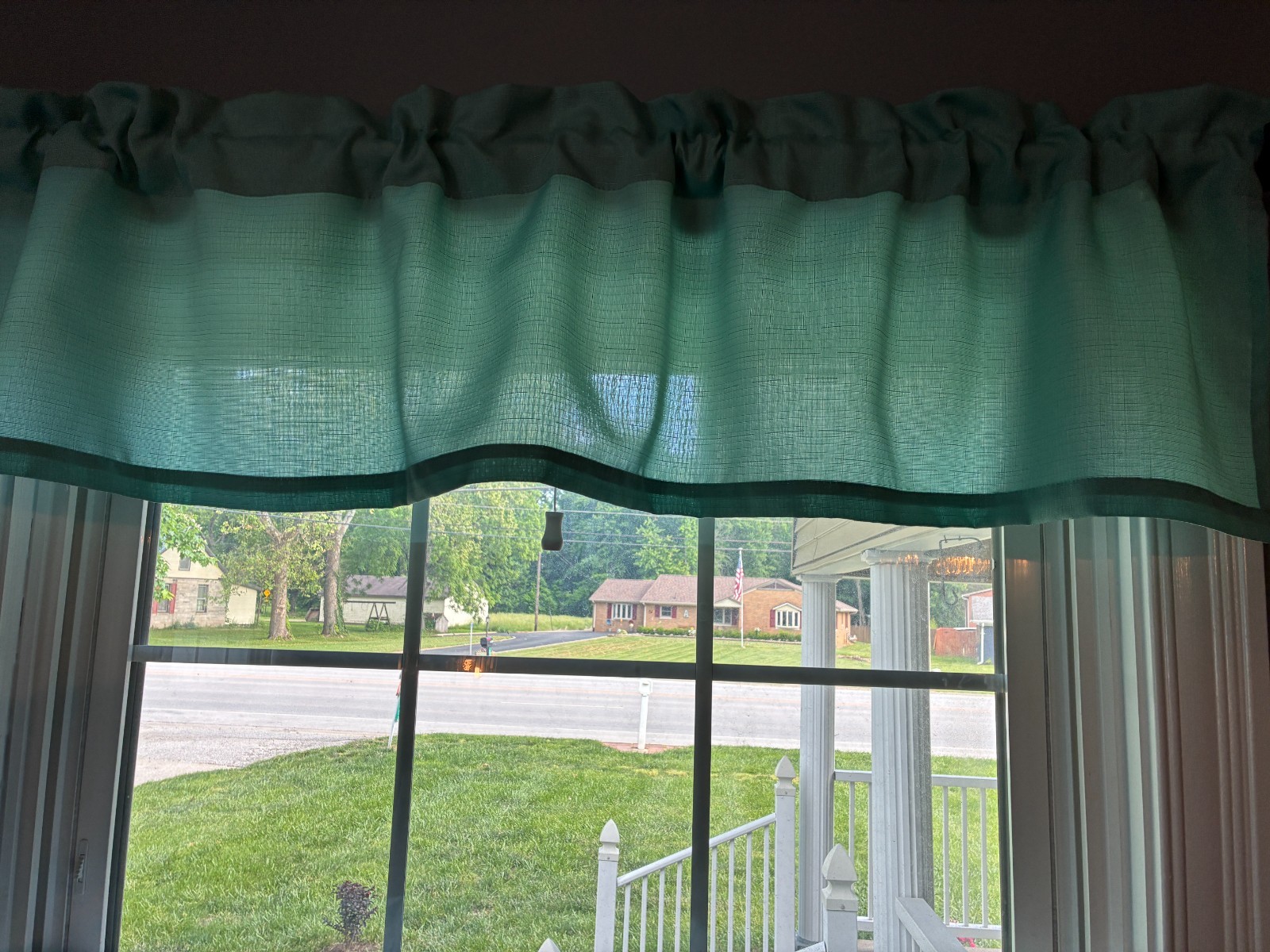 Mainstays 3 piece set of floral aqua curtain tiers and valance