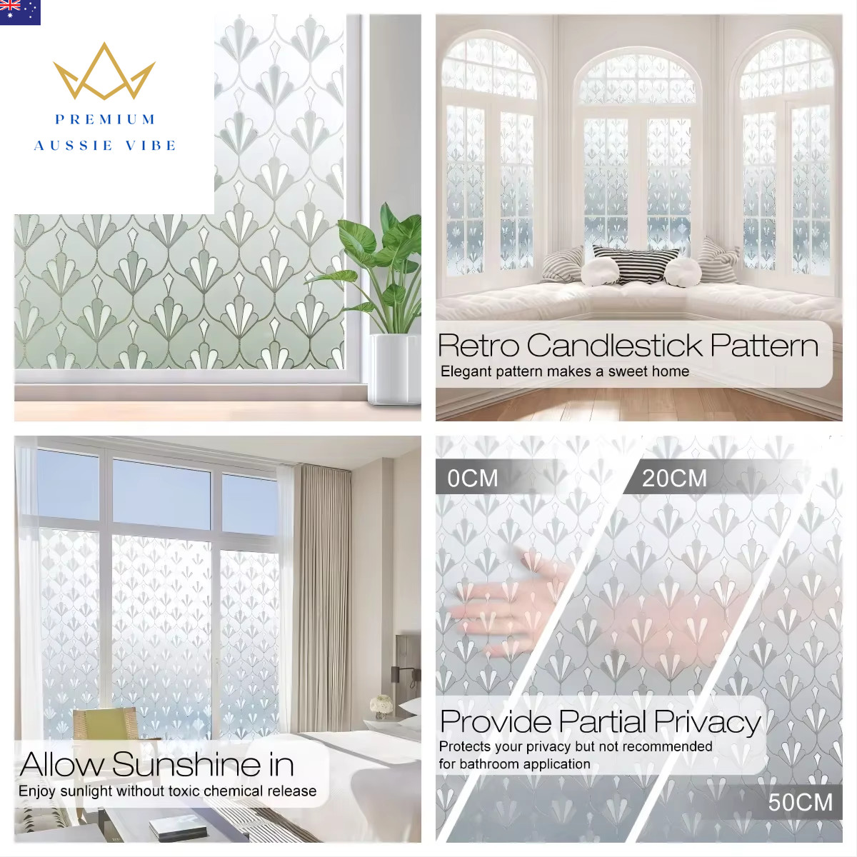 Window Privacy Film Frosted Glass Window Film Static Cling UV Blocking Removable