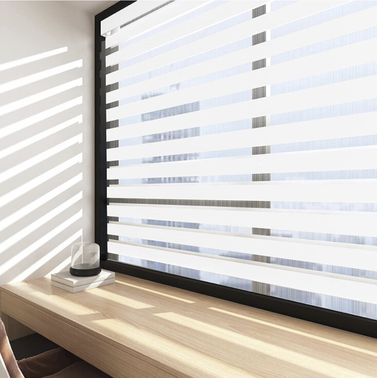 MYshade Roller Shades Zebra Blinds Cordless 22”x72” White For Windows New