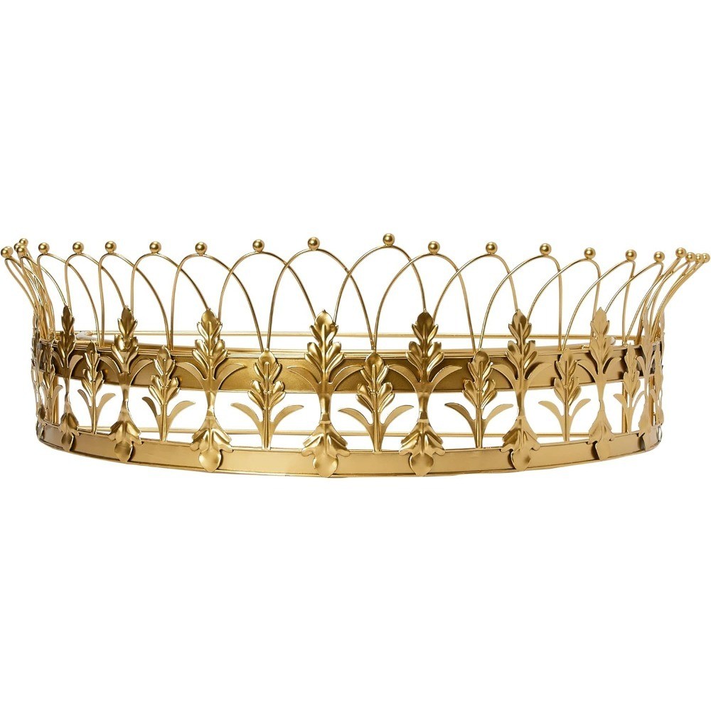 Decorative Metal Curtain Rod Crown Finial Gold Finish Canopy Bed Crown
