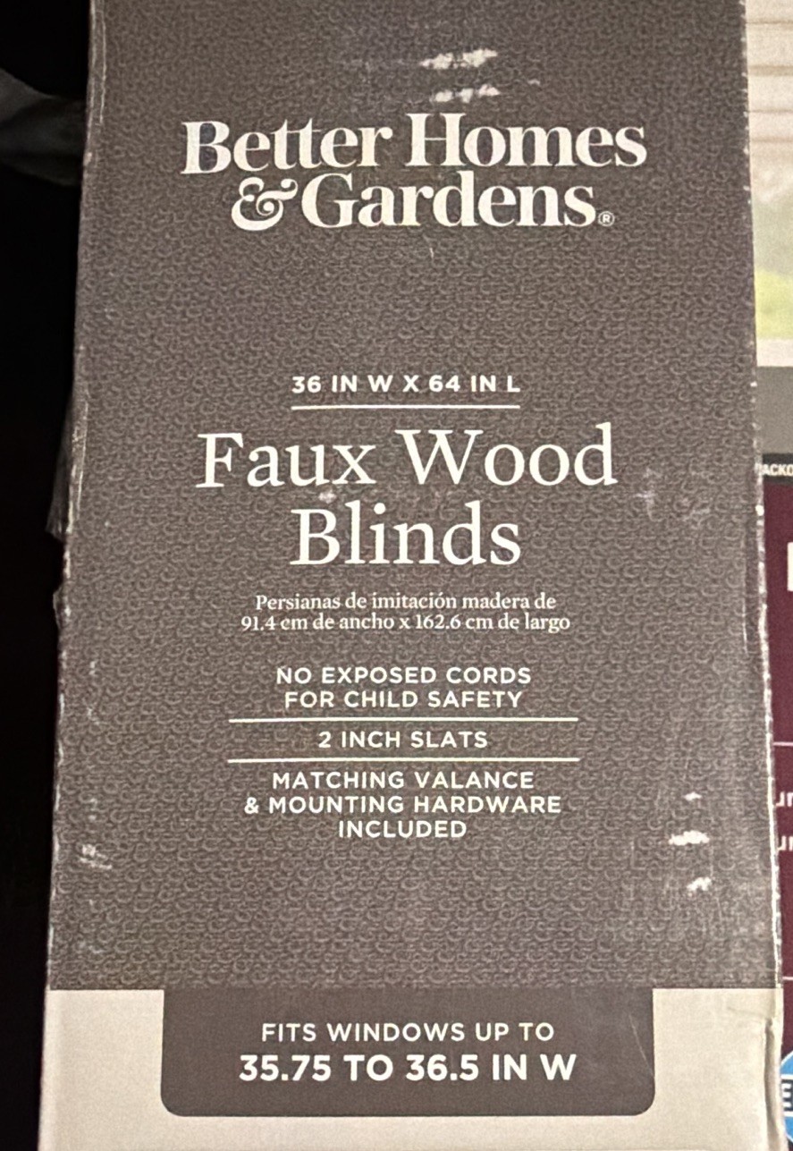 Better Homes & Gardens Faux Wood Cordless Blinds White 36×64 2in Slats