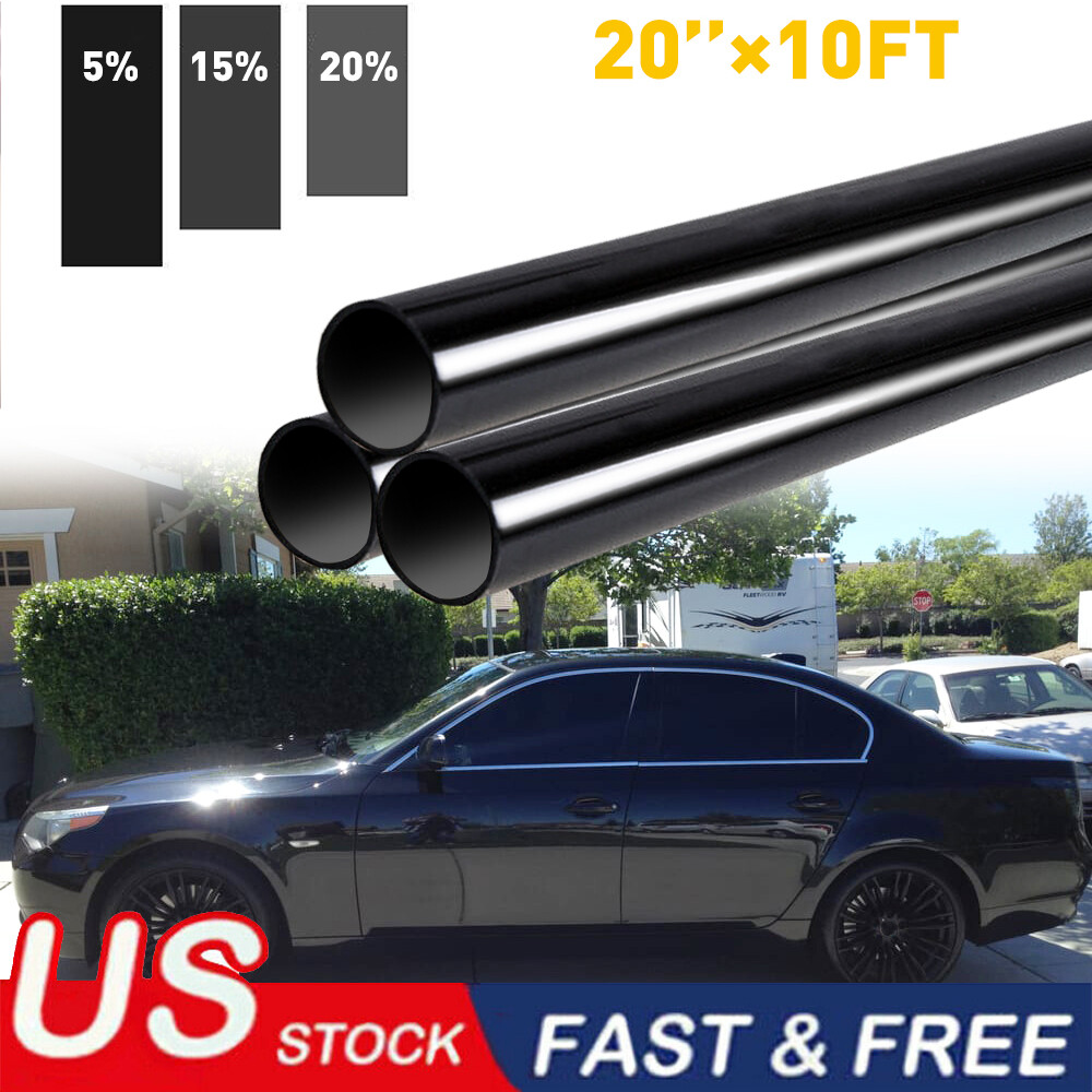 10FT Uncut Window Roll Tint Film 5% 15% 20% VLT In FT Feet Car Office Commercial