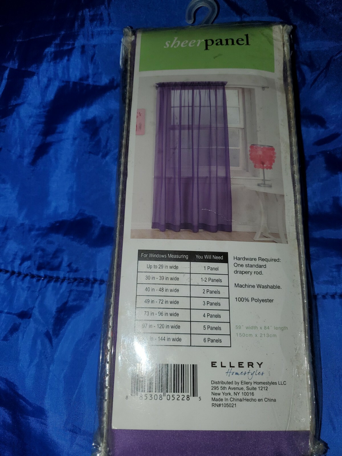 Kaleidoscope ELLERY HOMESTYLES Purple Sheer Panel [59″w × 84″L] New
