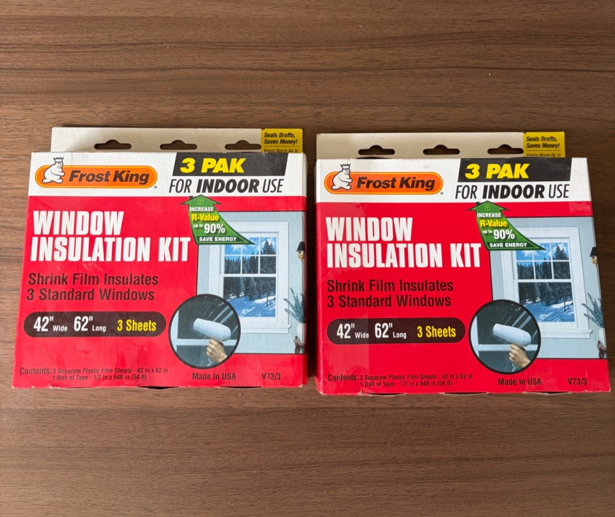 (2) Frost King V83/3 42” x 62” 1.5mil Heavy Duty Window Insulation Shrink 3 Pak