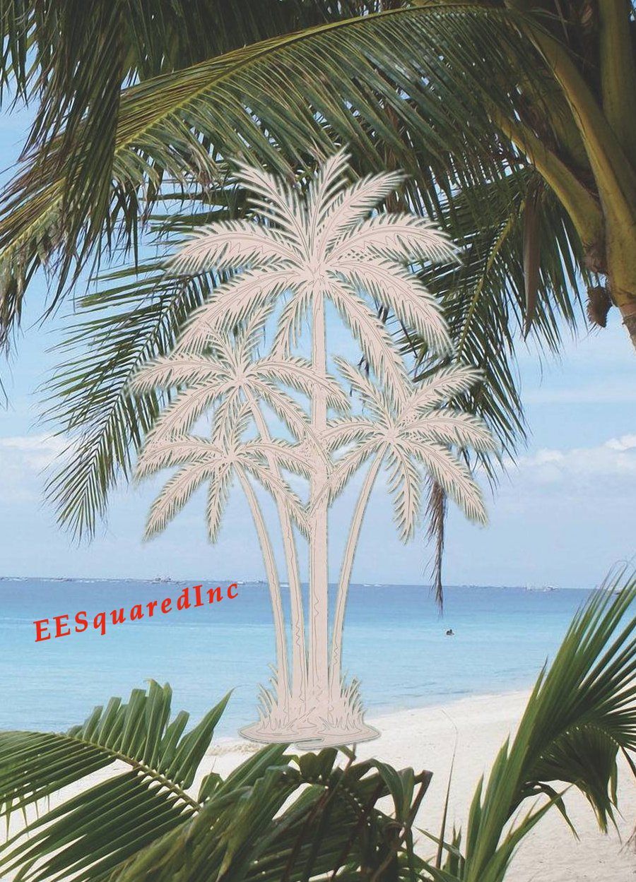 Palm Trees Window Cling OVAL 15×23 Etched Glass Look Decals Tropical Door Decor