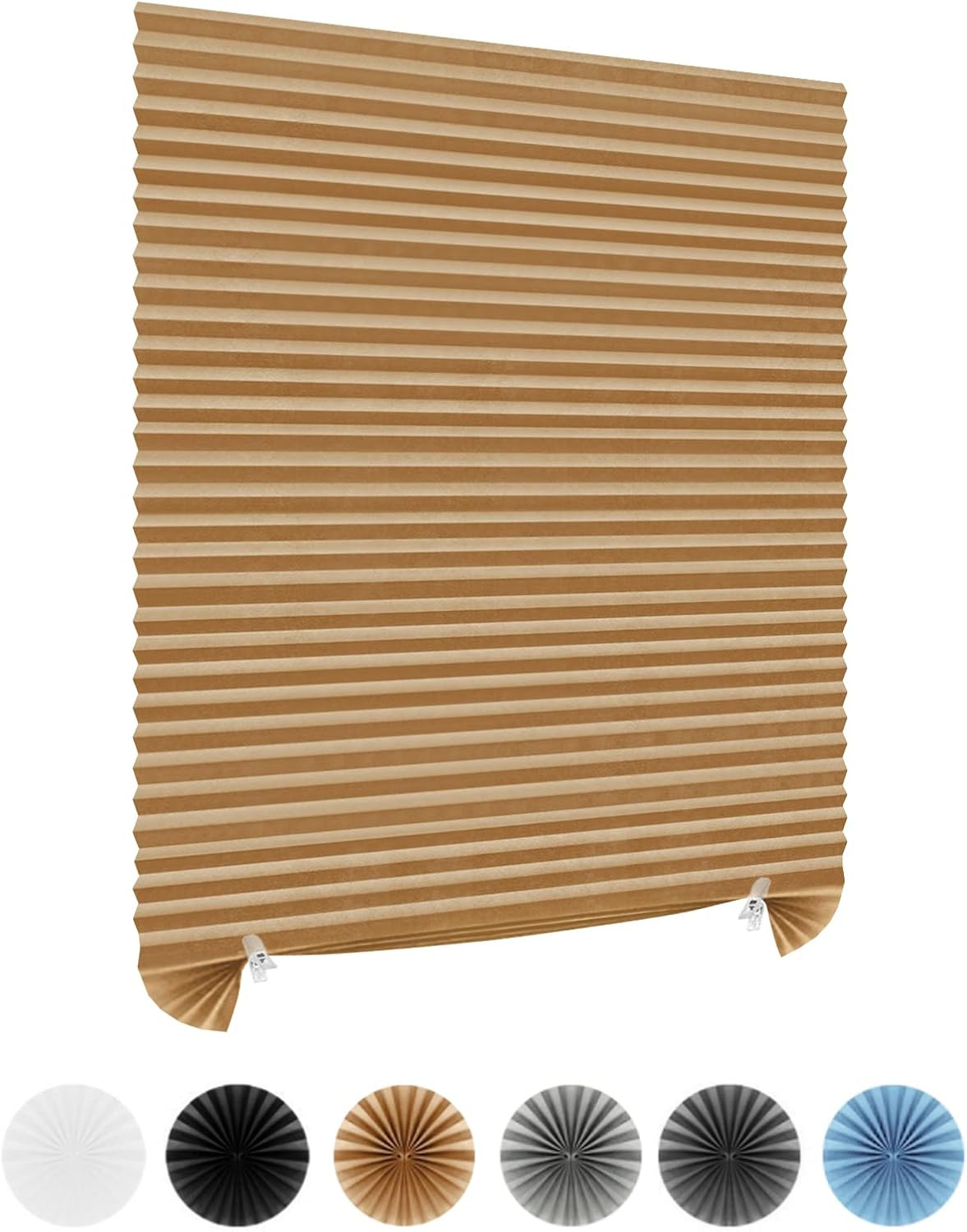 Cordless No-Drill Window Blinds, Cut-to-Size, Adhesive Pleated Paper Shades