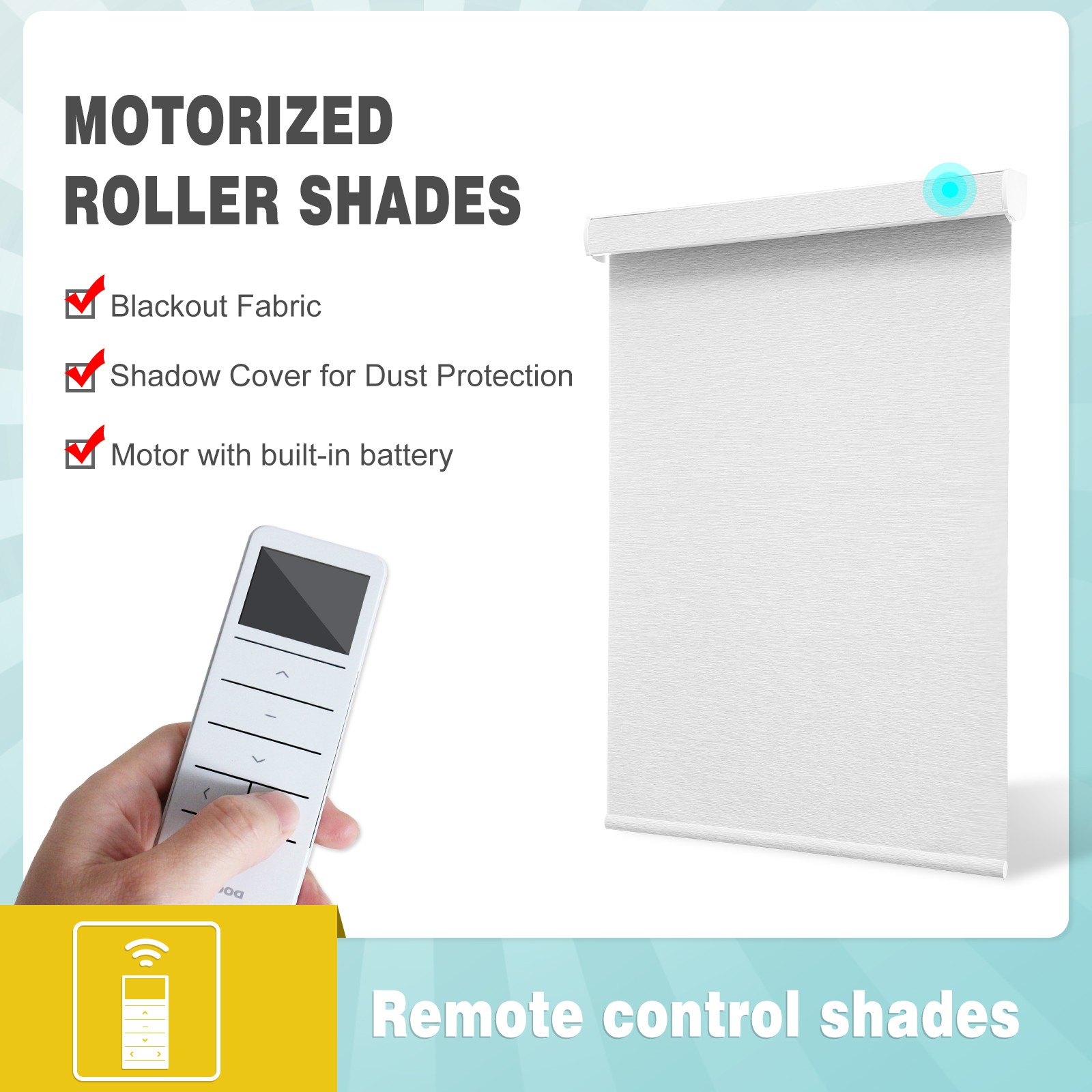 Changshade CUSTOM CUT Electric Roller Shade Motorized 100% Blackout Window Blind