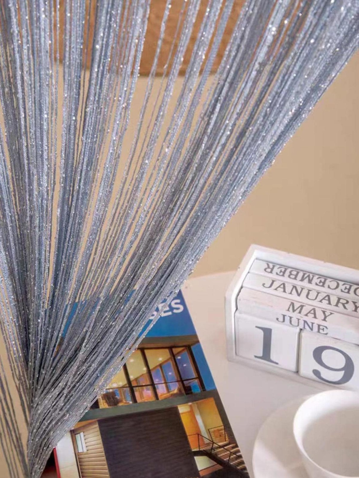 Silver Thread Beaded Curtain 100x200cm 2 Packs 4 Packs 300x300cm
