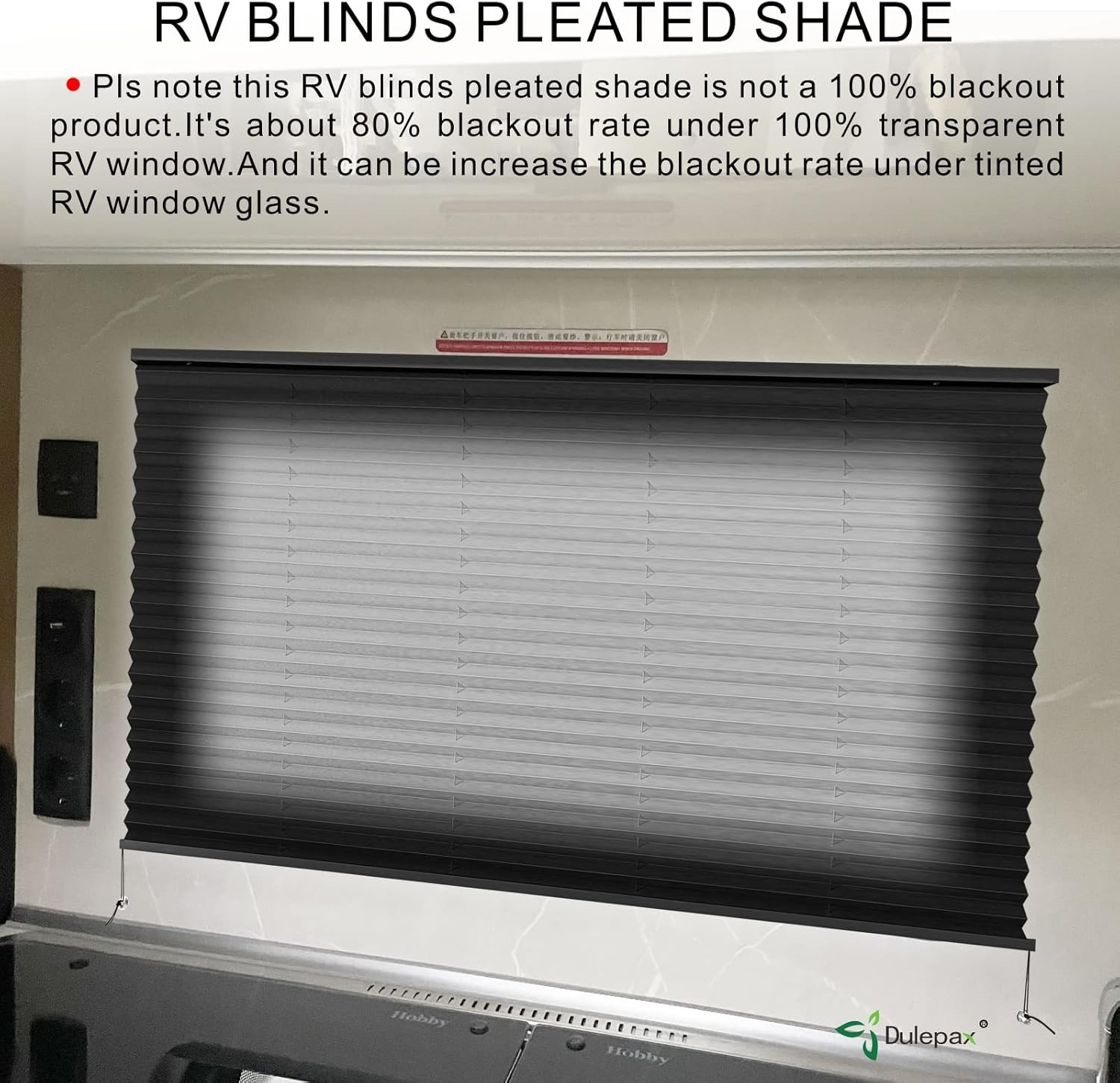 RV Blinds – Pleated Shades, 32″ W X 24″ L Black RV Window Shades