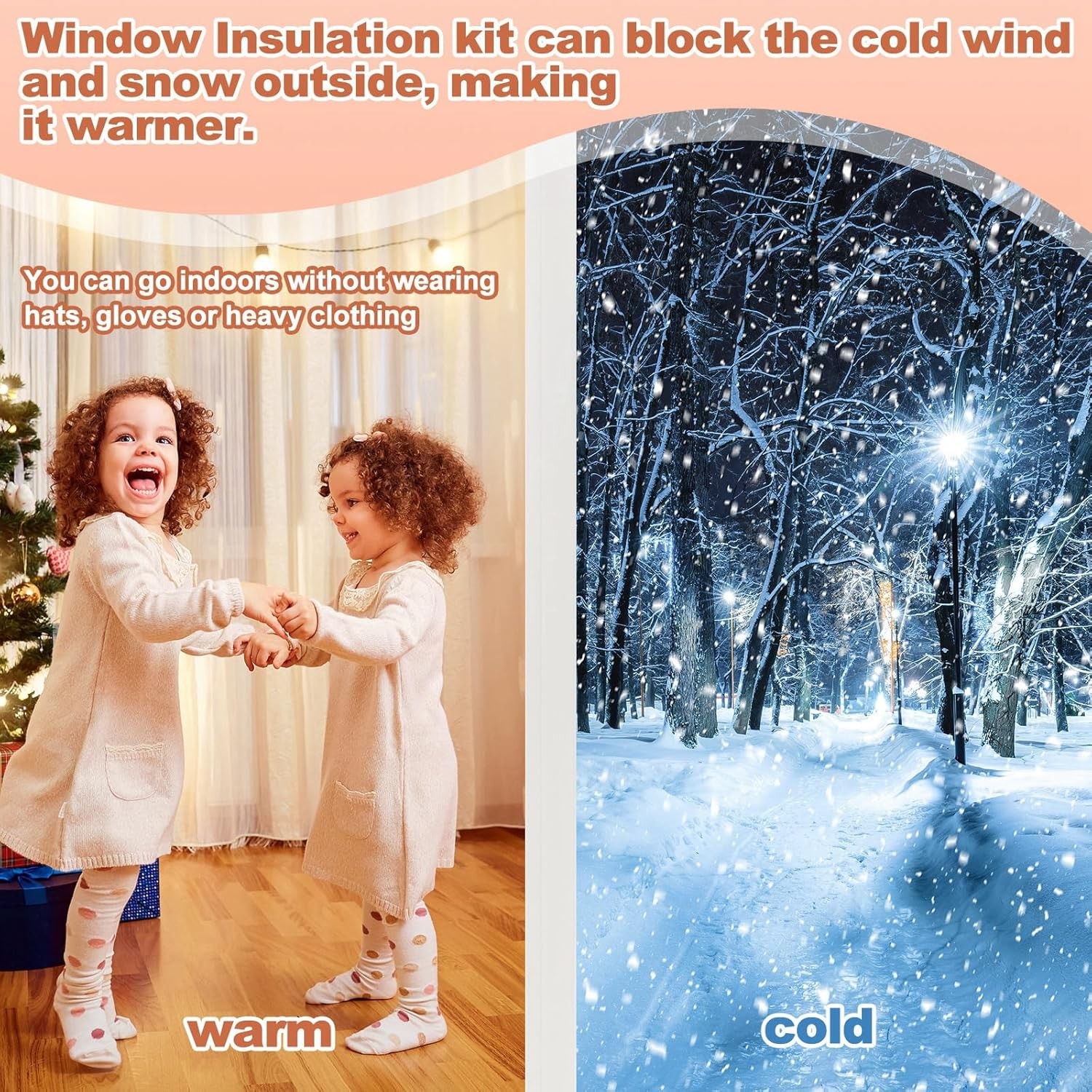 Window Insulation Kit Cuttable Transparent Film W/ Adhesive Straps Reusable