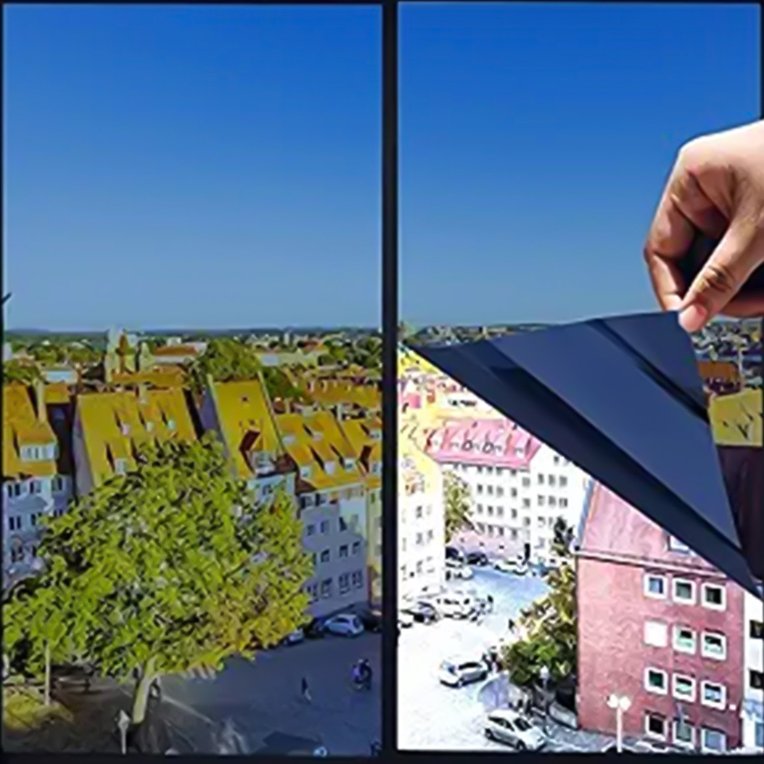 Silver/Blue/Black Reflective Mirror Window Film Daytime Privacy Anti Glare Solar