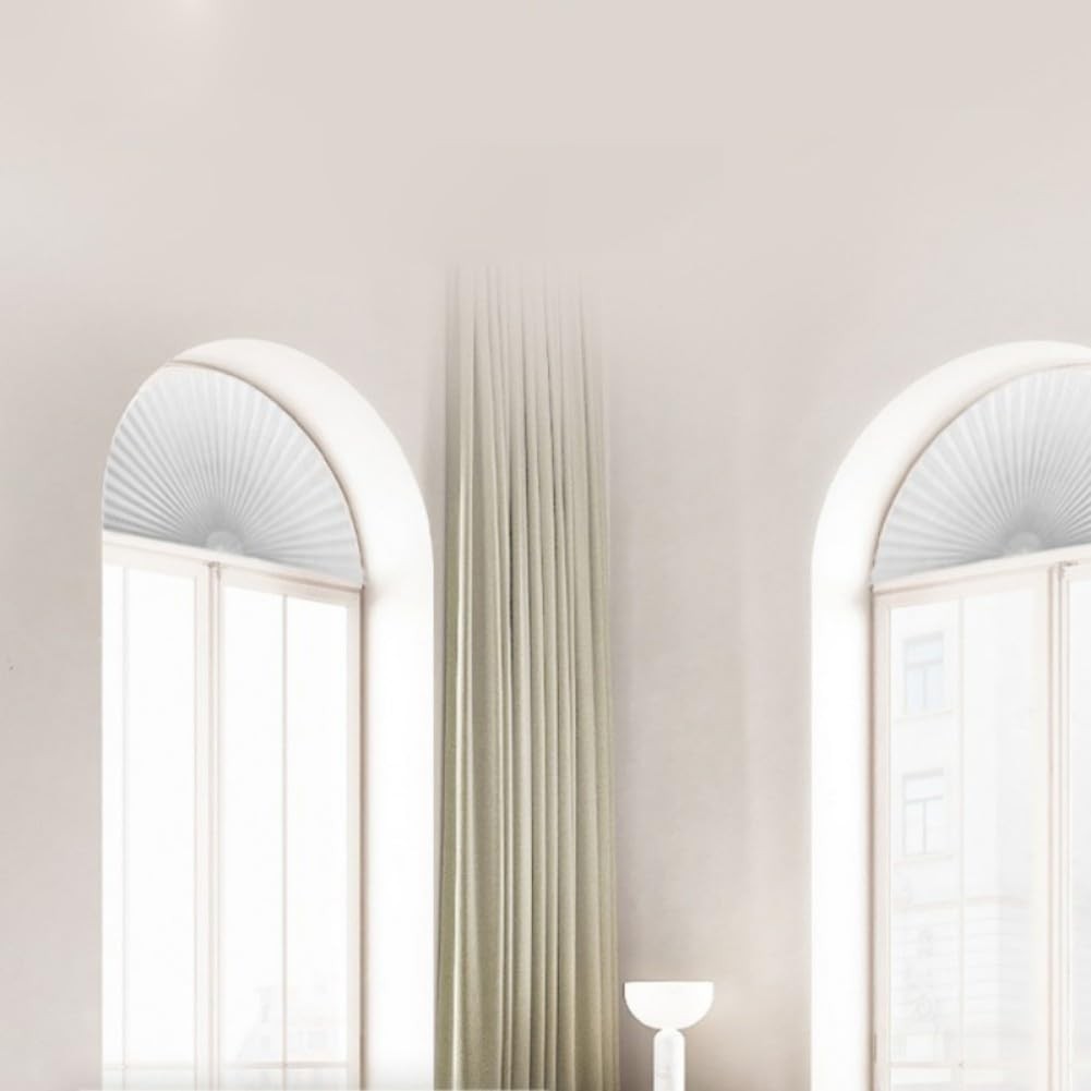 Arch Window Shade Curtains Half Circle Moon Pleated Fabric Blinds Semi Circle…
