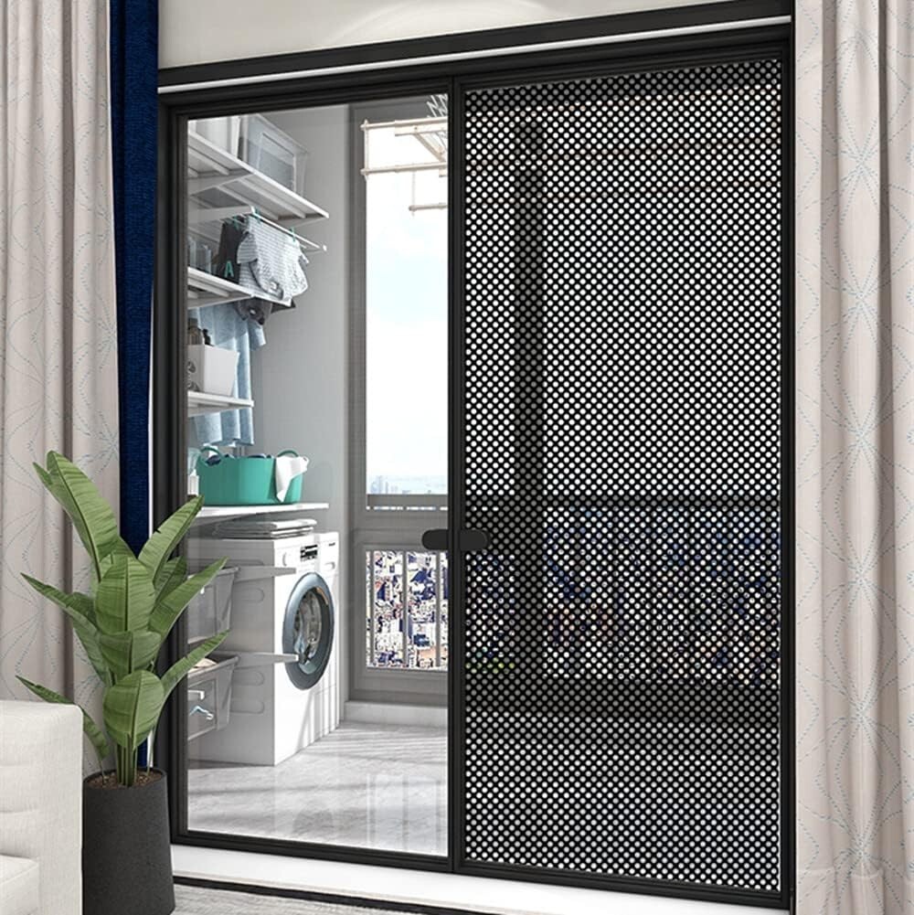 Oneway Perforated Black Vinyl Privacy Window Film Electrostatic Adhesive Glass