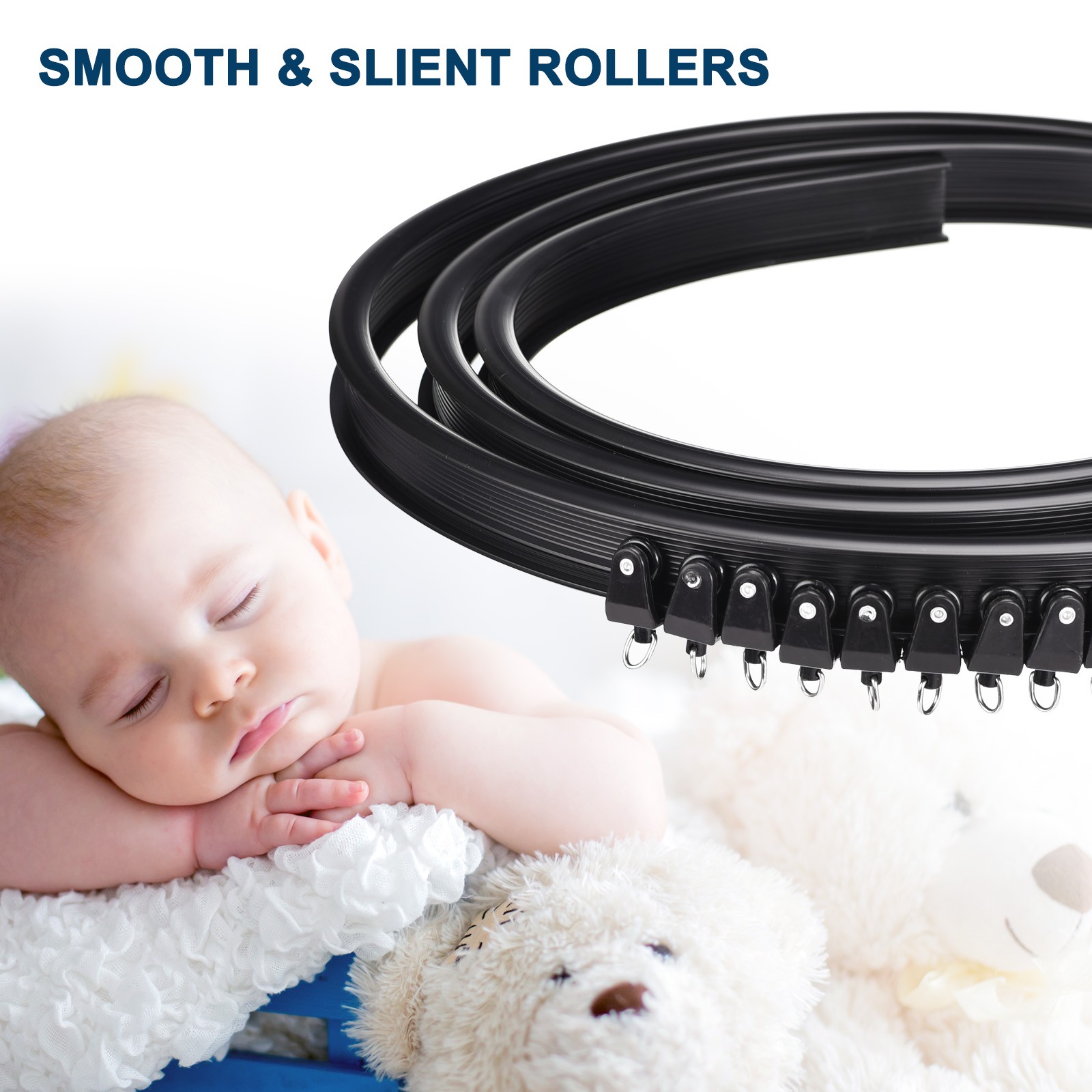 Flexible Curved Ceiling Curtain Track Bendable Mount Black 19.7ft