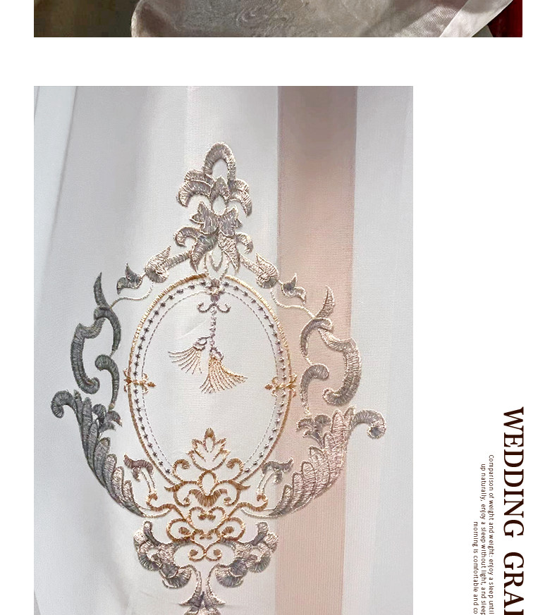 Chinese high-grade European classical red embroidery curtain valance tulle M1515