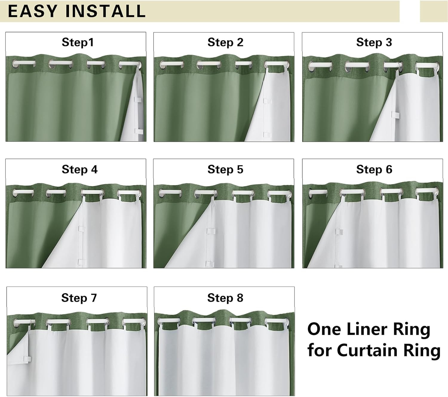 2 Panels 100% Blackout Curtain Liners for Behind Curtains, Darkening Thermal Ins