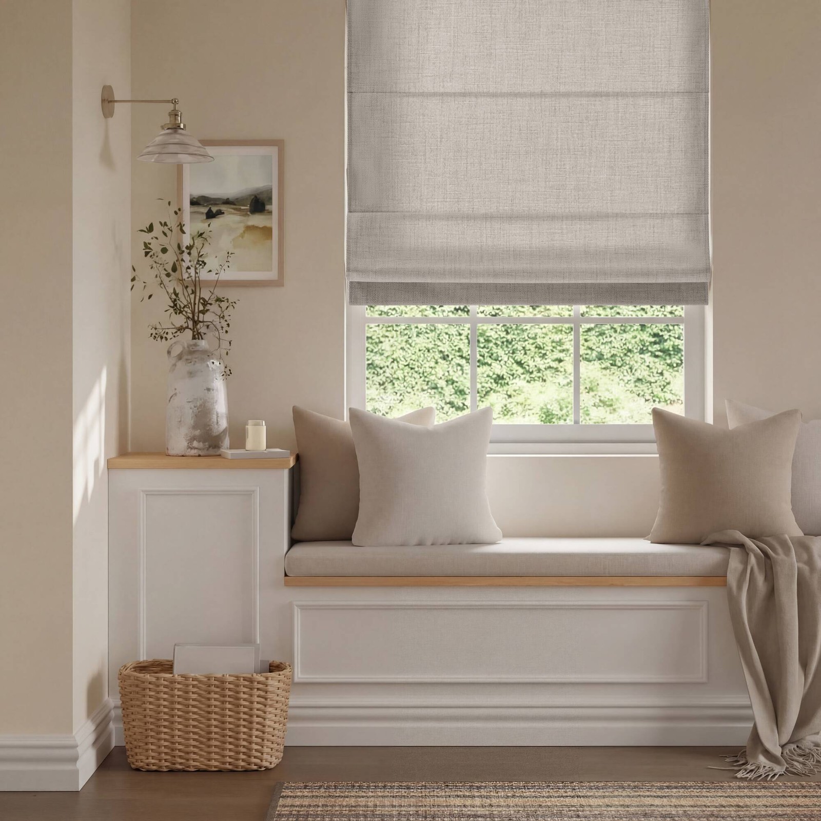 1 Piece 31×64″ Room Darkening Cordless Roman Shade,Grey