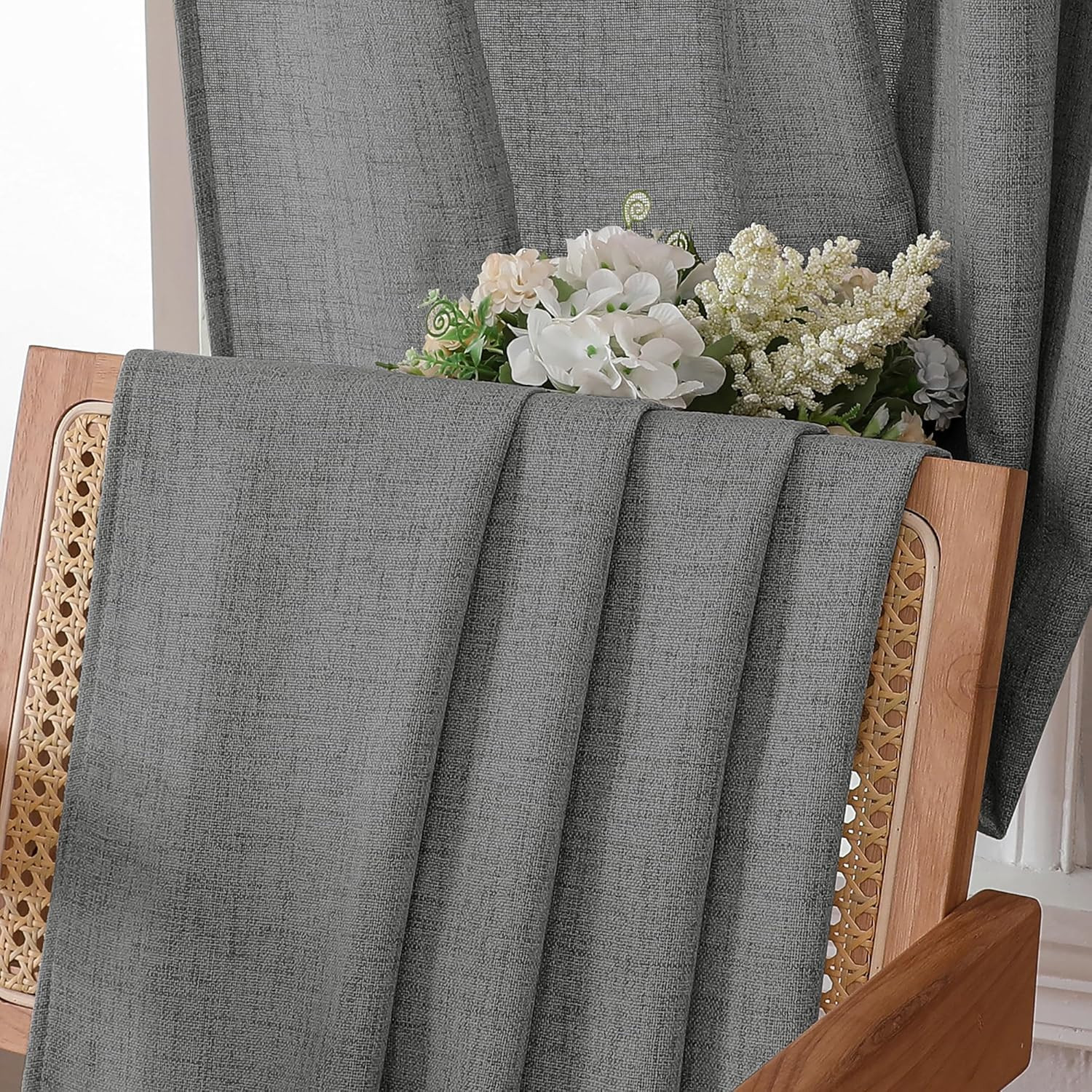 Short Linen Curtains Living Room Rod Pocket Semi Sheer Curtain Burlap Light Filt