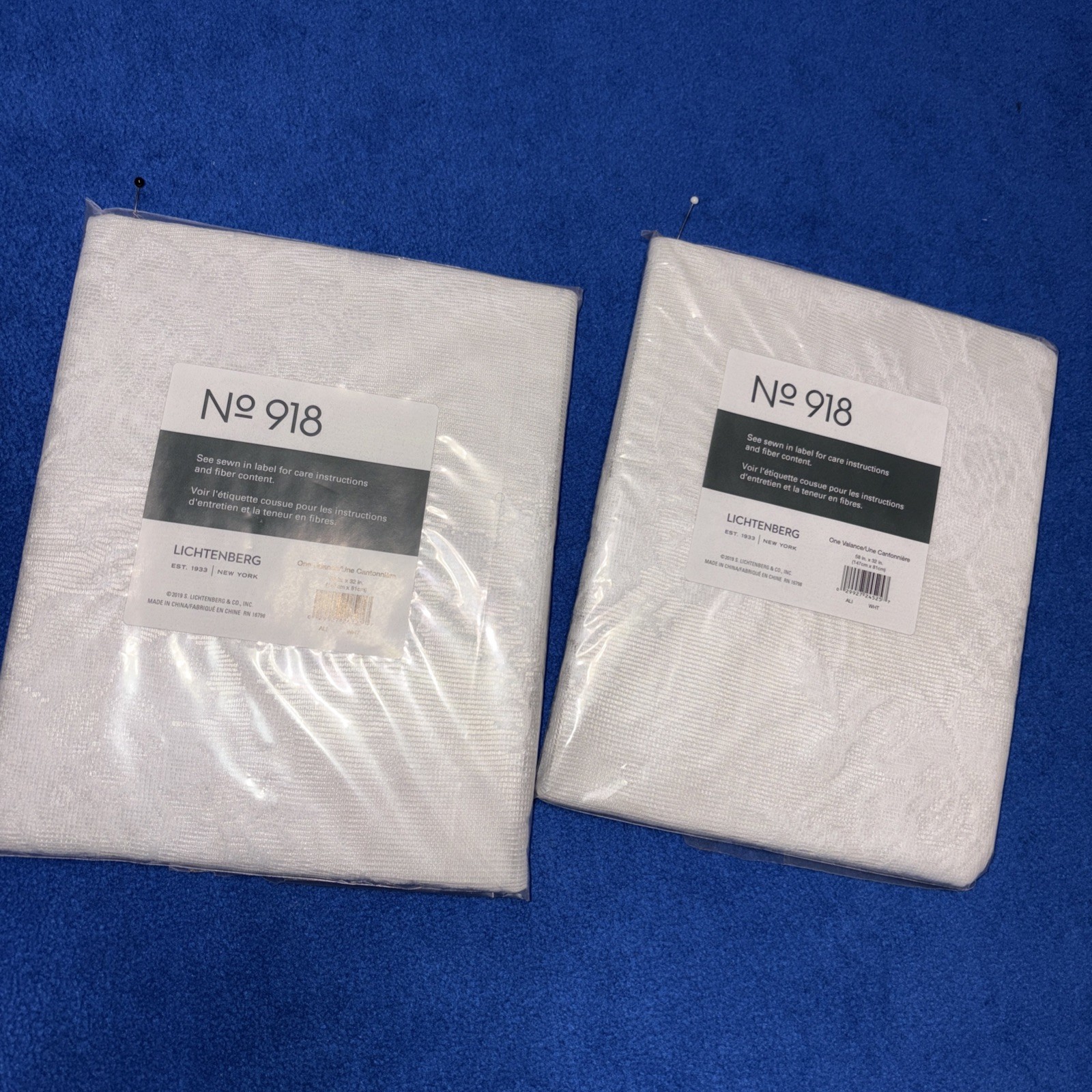 No 918 Lichtenberg White Lace Valance NIP Brand New 58″ x 32” Lot Of 2