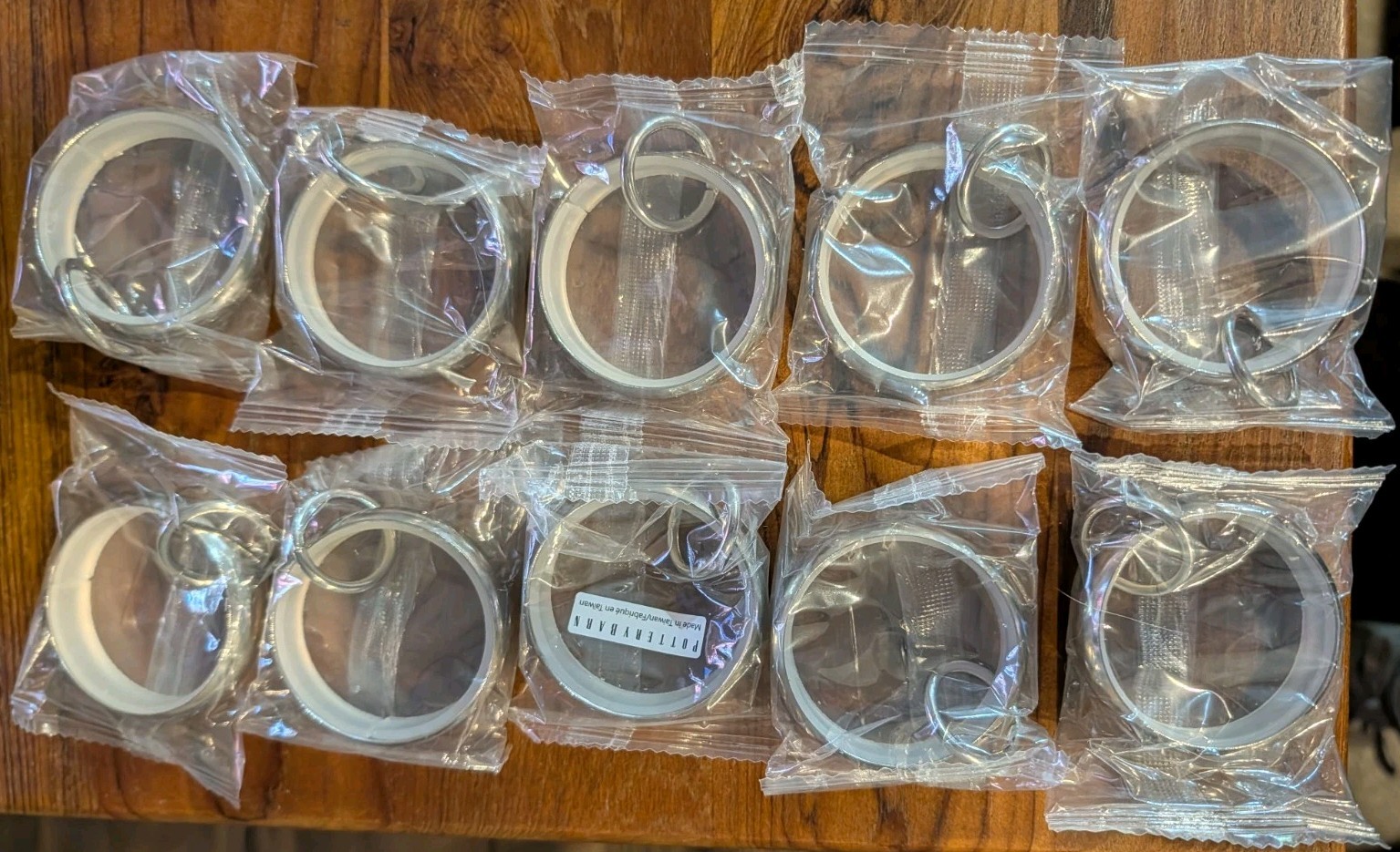 POTTERY BARN Set/10 Quiet-Glide Double Curtain Rings-1.25″-Pol Nickel -OPEN BOX