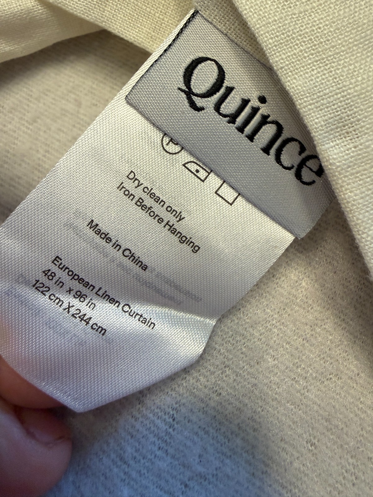 Quince European Linen Curtain Panel Ivory 48×96 Lined Back Tab Rod Pocket