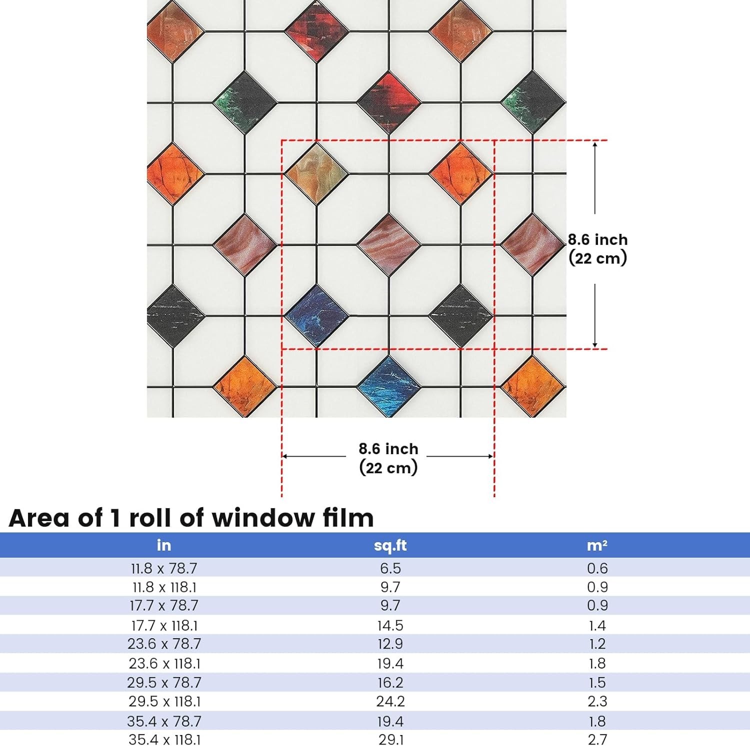 Stained Glass Window Film Geometric Patterns, Fine Frosted Window Clings for …