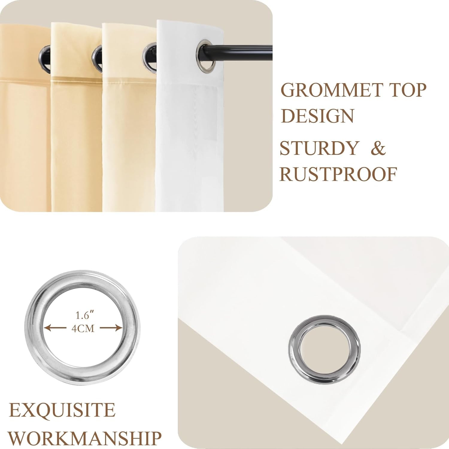 Beige Ombre Sheer Curtains 84 Inches Long for Living Room, Transparent Tan