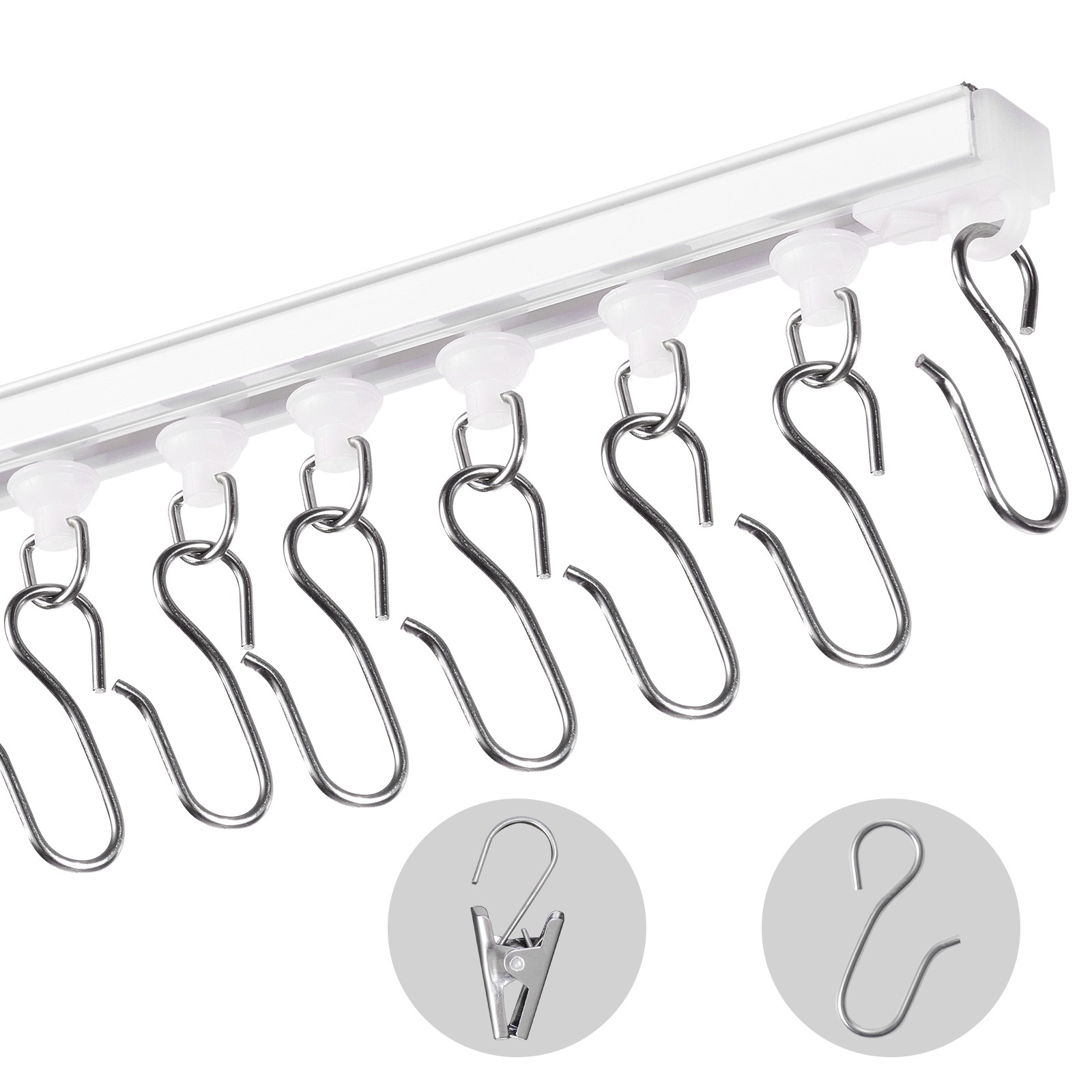 Ceiling Curtain Track Set 9.9 FT/3 Meter Self Adhesive Room Divider White
