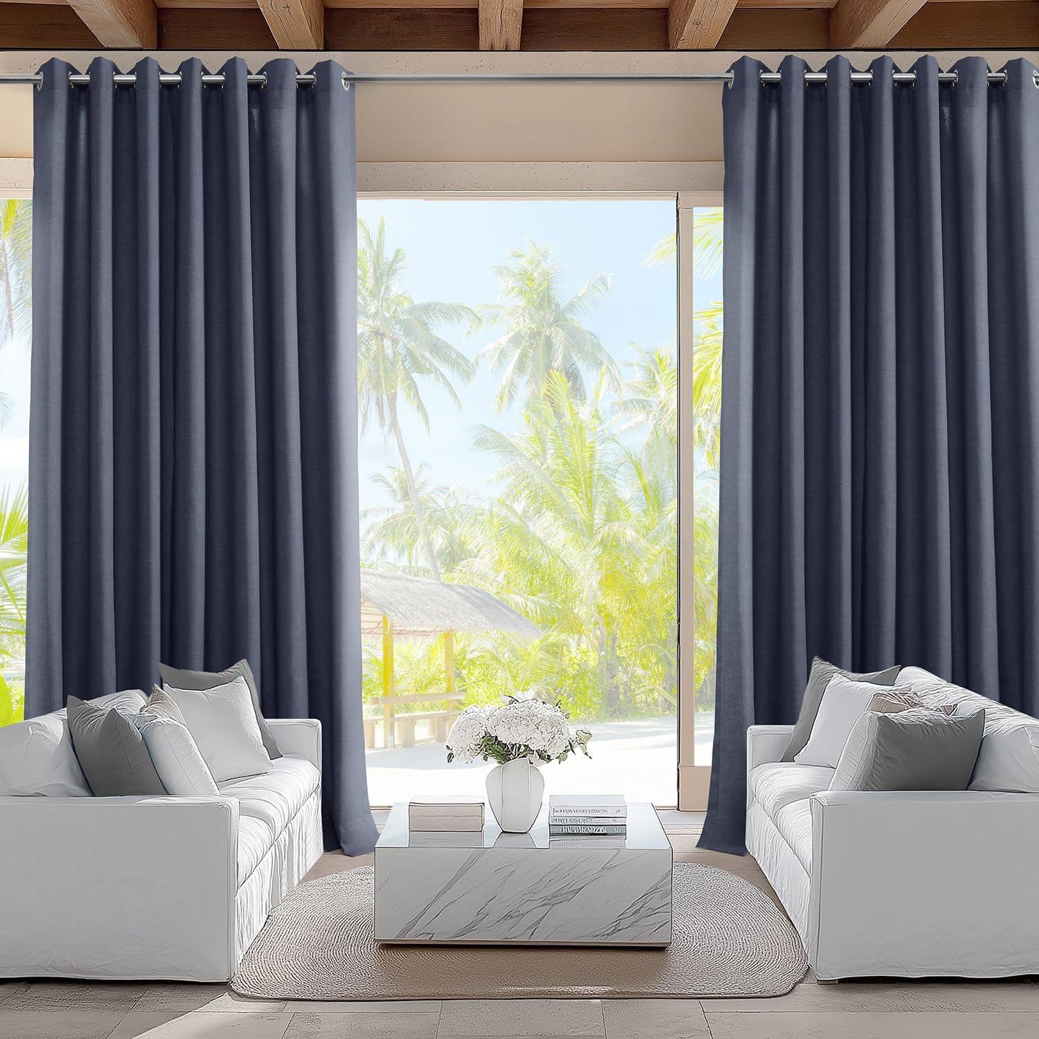 Villanova Grommet Outdoor Curtains for Patio (1 Panel) – UV & Water Resistant Li