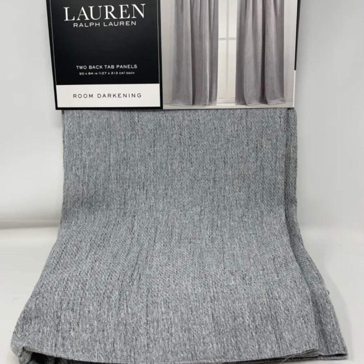 Ralph Lauren PATTERSON Silver 50×84 Room Darkening Window Curtains Back Tab