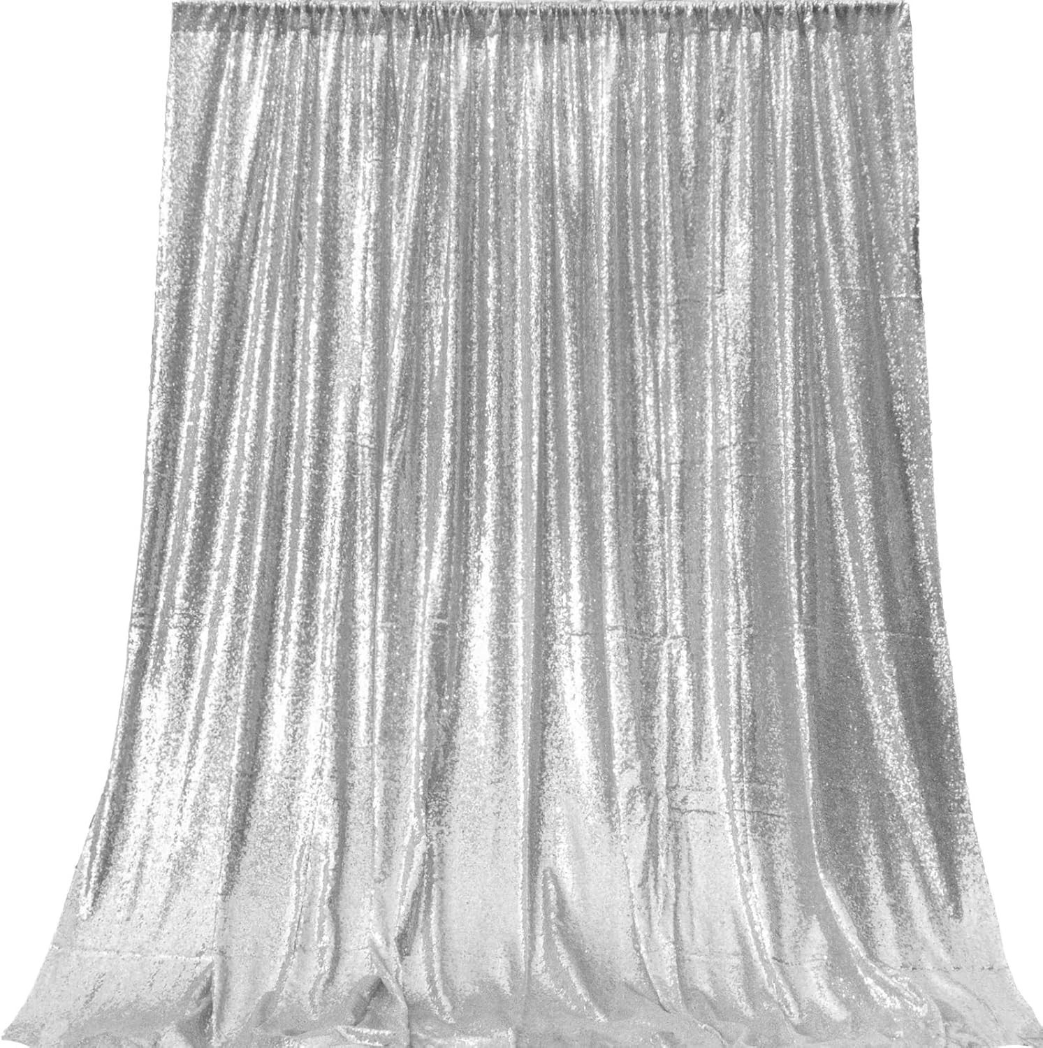 Stunning Silver Sequin Backdrop Curtains 2×8 ft – Perfect for Parties & Weddings