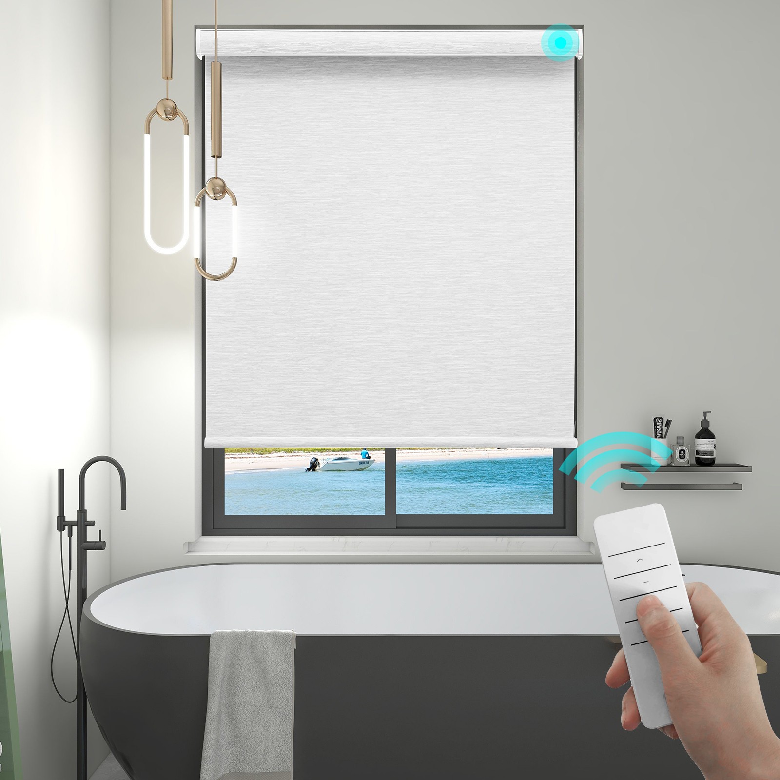 Changshade CUSTOM CUT Electric Roller Shade Motorized 100% Blackout Window Blind