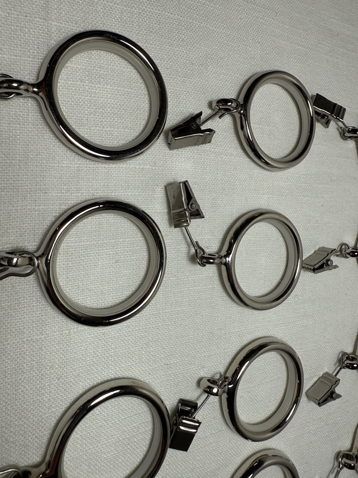 Pottery Barn Quiet-Glide 1.25″ Round Curtain Rings w/ Clips, Polished Nickel