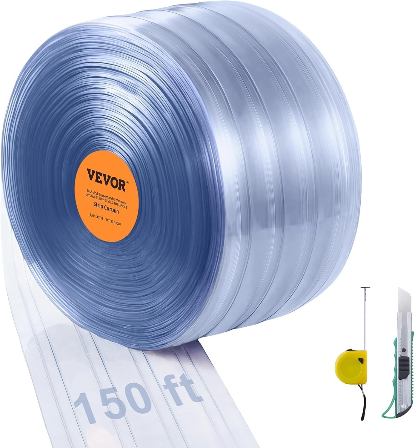 Durable 150′ x 8” PVC Strip Curtain – Ideal for Commercial Freezers & Pet Doors